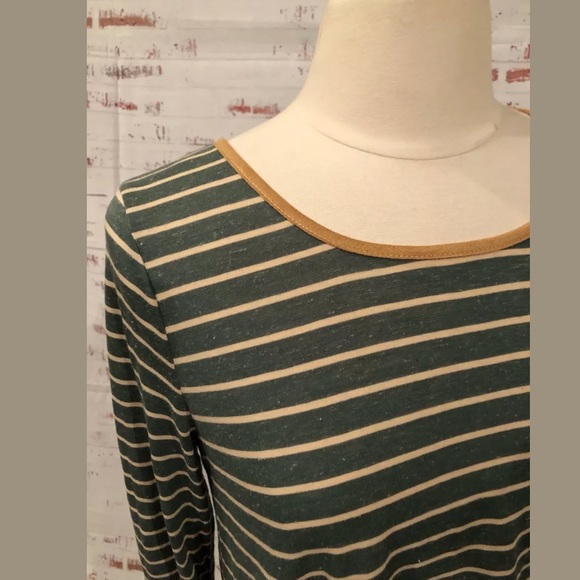 Umgee Swing Top S Striped Green Suede Elbow #134 - Picture 2 of 7
